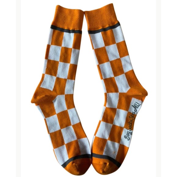 buysocksyouall Other - New BuySocksYouAll Checkerboard Men's Socks – Orange/White – NWT